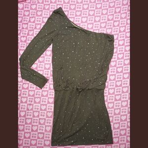 Y2K Brown One Shoulder Longsleeve Dress